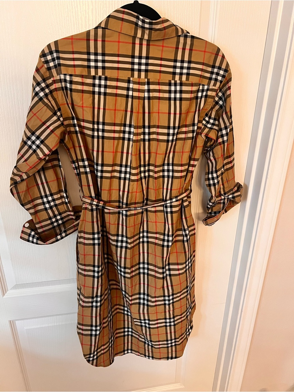 Burberry Classic Check Button Down Shirt Dress- Tan, Black, White, Red - Picture 3 of 7